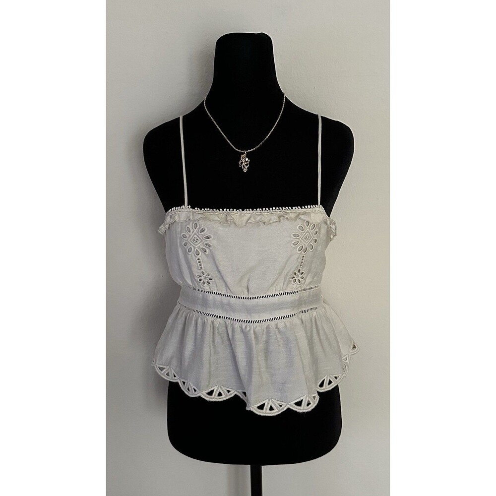 Zara Embroidered Peplum Top Beige/ Cream Size S New with Tags Women’s